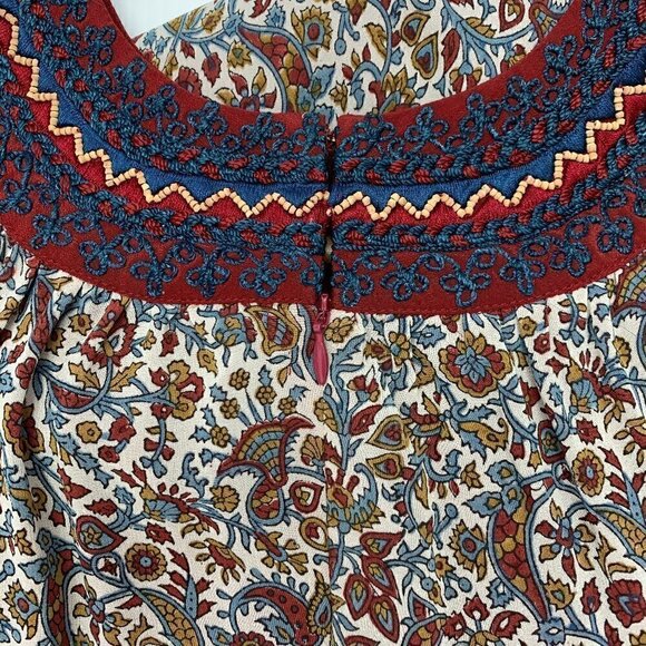 Talitha Silk Maxi Dress Medium Floral Boho Hand Beaded Pom Pom Hemline - Picture 12 of 16